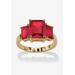 Women's Yellow Gold-Plated Simulated Emerald Cut Birthstone Ring by PalmBeach Jewelry in July (Size 5)