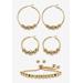 Women's 4-Piece Beaded Earrings and Bracelet Set in Goldtone by PalmBeach Jewelry in Gold