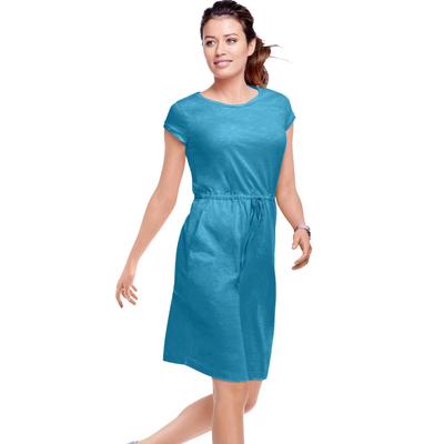 Plus Size Women's Knit Drawstring Dress by ellos in Tropical Aqua (Size 26/28)