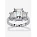 Women's Sterling Silver 3 Square Simulated Birthstone Ring by PalmBeach Jewelry in April (Size 10)