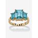 Women's Yellow Gold-Plated Simulated Emerald Cut Birthstone Ring by PalmBeach Jewelry in December (Size 9)