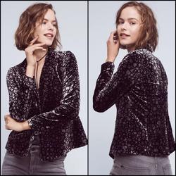 Anthropologie Jackets & Coats | Anthro Elevenses Floral Velvet Blazer Jacket Coat | Color: Black/Gray | Size: Various