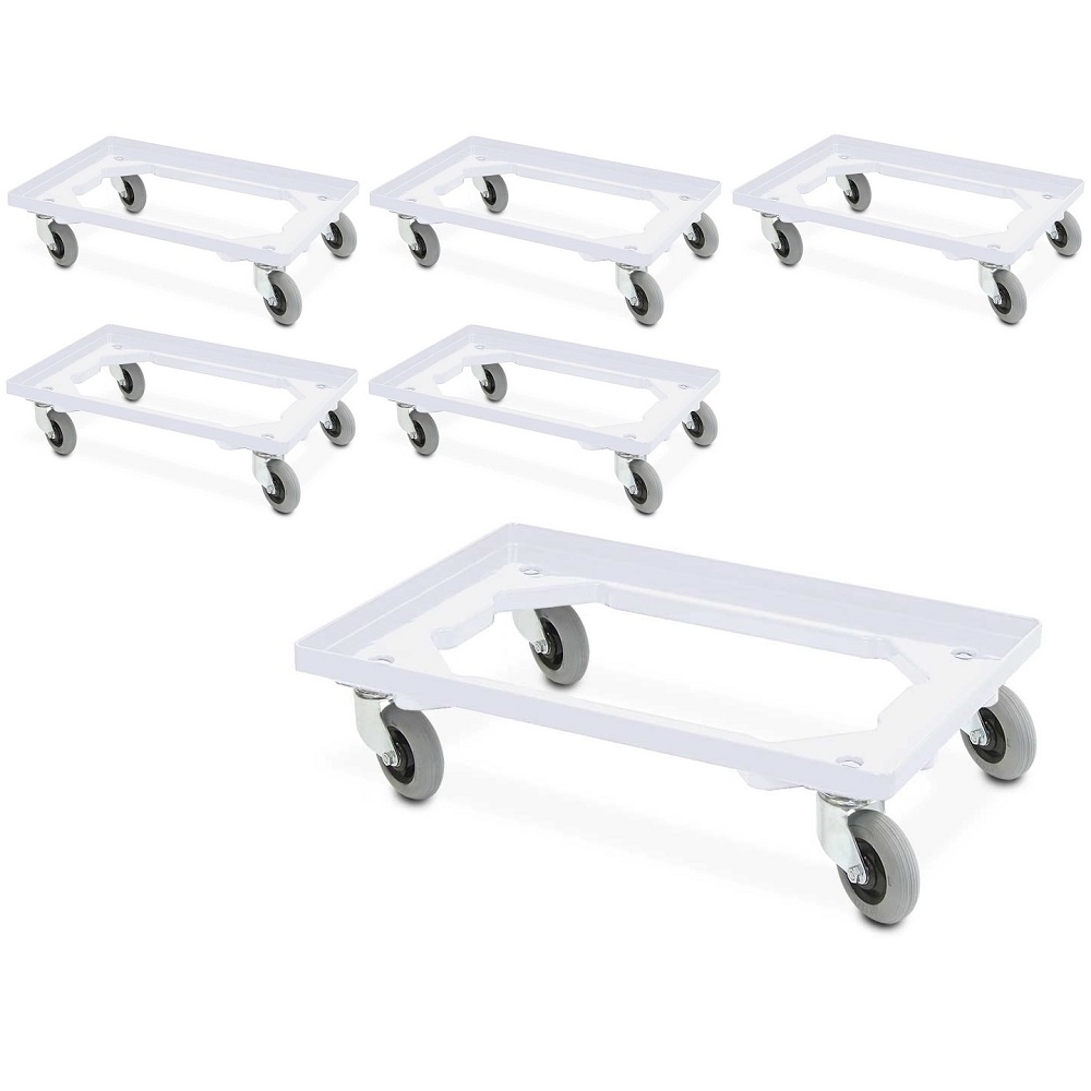 BRB 6x Transportroller mit Flüsterrollen, weiß, für Behälter 600x400 mm oder 2x 400x300 mm Image