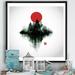 East Urban Home Japanese Red Moon in Traditional Sumi-E II - Picture Frame Print on Canvas Canvas, Wood in Gray | 46 H x 46 W x 1.5 D in | Wayfair