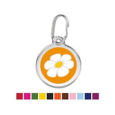 Red Dingo Daisy Stainless Steel Personalized Dog & Cat ID Tag, Orange, Small
