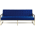 Sofa Blau Samtstoff Gestell in Gold 3-Sitzer Schlaffunktion Zeitgenössisch Wohnzimmer