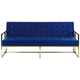 Sofa Blau Samtstoff Gestell in Gold 3-Sitzer Schlaffunktion Zeitgenössisch Wohnzimmer