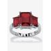 Women's Sterling Silver 3 Square Simulated Birthstone Ring by PalmBeach Jewelry in January (Size 8)