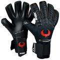 Renegade GK Eclipse Ambush Professional Goalie Gloves with Pro Fingersaves | 4mm EXT Contact Grip | Black & Red Football Goal Keeper Gloves (Size 11, Mens, Womens, Neg. Cut, Level 5)