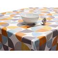 Wipe Clean Tablecloth PVC Oilcloth Cotton Backed - Burnt Orange, Ochre Yellow, Duck egg and Grey Circles Matt Finish Oilcloth Table cover- Rectangle, Square, Round - 132cm Wide (132cm x 300cm)
