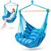 Costway 4 Color Deluxe Hammock Rope Chair Porch Yard Tree Hanging Air Swing Outdoor-Blue