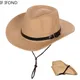 Chapeau de Cowboy en Paille pour Homme Chapeau de Soleil Pliable à Large Bord Incurvé Style