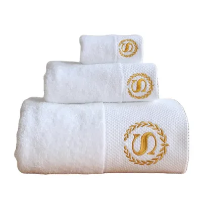 AHSNcloser-Serviettes de Bain en Coton Blanc avec Logo Personnalisé Gratuit Idéal pour Hôtel SPA