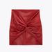 Zara Skirts | High Waisted Knot Leather Feel Red Stretch Mini Skirt | Color: Red | Size: Xs