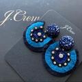 J. Crew Jewelry | New J. Crew Embellished Statement Earrings | Color: Black/Blue | Size: Os