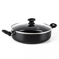 GreenChef Diamond Healthy Ceramic Non-Stick 28 cm/ 4.3 Litre Sauté Pan with Lid and 2 Side Handles, Skillet, PFAS-Free, Induction Suitable, Oven Safe up to 160˚C, Black