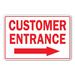 SignMission Customer Entrance Right Arrow Novelty Sign Funny Home Decor Plastic in Red | 7 H x 10 W x 0.1 D in | Wayfair