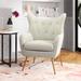 Wingback Chair - Etta Avenue™ Avianna 29.25" Wide Tufted Wingback Chair Wood/Polyester/Velvet/Metal in White | 36.5 H x 29.5 W x 27.5 D in | Wayfair