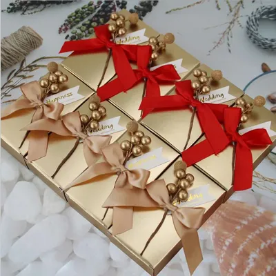 Boîtes à nœud papillon pour bonbons couleur dorée emballages de style européen décoration de fête