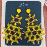 J. Crew Jewelry | J. Crew Golden Sun Beaded Statement Earrings Nwt | Color: Orange/Yellow | Size: Os