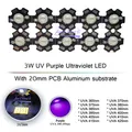 Ampoules LED ultraviolettes violettes 3W puces de lampe 365nm 375nm 380nm 380nm 395nm 405nm