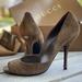 Gucci Shoes | Gucci Sand Pelle S.Cuoio Peep Toe Heel | Color: Brown | Size: 6.5