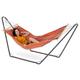 VonHaus Hammock with Stand - 1 Person Orange Striped Cotton Freestanding Hammock Seat with Powder Coated Steel Metal Frame – Single Standing Swinging Hammock - Outdoor Patio Terrace & Garden Furniture