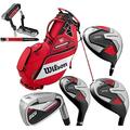 Wilson Prostaff SGI Complete Golf Club Set Steel Shafted Irons & Staff Exo Carry/Stand Bag Red/White