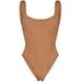 Square-Neck Crinkle-Effect Swimsuit - Brown - Hunza G Beachwear