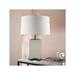 ellahome Cyprus 25.26" Antique Brass/Table Lamp Alabaster/Linen/Metal in White | 25.26 H x 15.35 W x 15.35 D in | Wayfair IL216