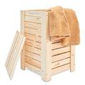 Wooden Dirty Clothes Box Laundry Baskets Storage Washing Bathroom Bath Plain Wood Bedroom Towel with Lid Handles