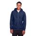 Team 365 TT95 Men's Zone HydroSport Heavyweight Full-Zip Hooded Sweatshirt in Sport Dark Navy Blue size 2XL | Cotton Polyester