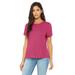 Bella + Canvas B6400 Women's Relaxed Jersey Short-Sleeve T-Shirt in Berry size 3XL | Ringspun Cotton 6400