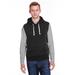 J America JA8877 Adult Triblend Fleece Sleeveless Hooded Sweatshirt in Black size 2XL 8877