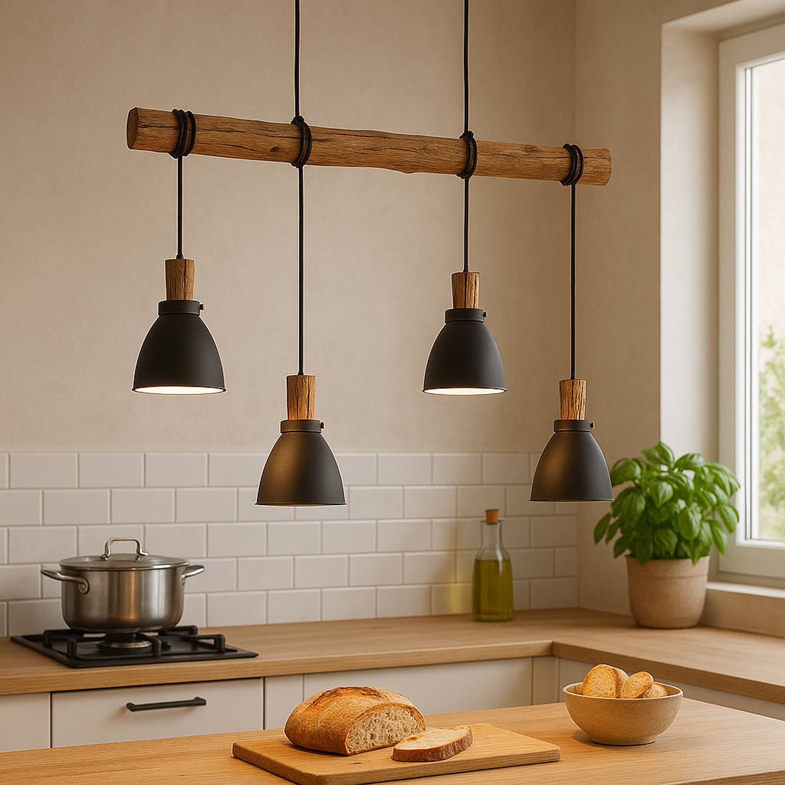 Hängelampe Trebale Lindby, dimmbar, schwarz, für Wohn- / Esszimmer, Metall, Skandinavisch, Pendelleuchte