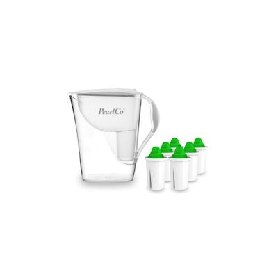 PearlCo Wasserfilter Fashion weiß inkl. 6 Alkaline Filterkartuschen