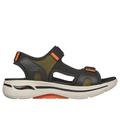 Skechers Men's GOwalk Arch Fit - Mission Sandals | Size 12.0 | Olive/Orange | Synthetic/Leather