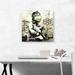 ARTCANVAS Sunflower Field Gas Mask Girl by Banksy - Wrapped Canvas Painting Print Canvas in Black/Gray/White | 18 H x 18 W x 1.5 D in | Wayfair