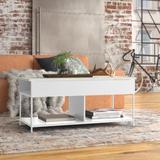 Steelside™ Anrey Lift Top 4 legs Coffee Table w/ Storage Wood/Metal in White | 18.976 H x 43.386 W x 19.843 D in | Wayfair