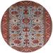 Blue/Red 72 x 72 x 0.35 in Indoor Area Rug - Bungalow Rose Oriental Red/Blue/Beige Area Rug Polyester/Wool | 72 H x 72 W x 0.35 D in | Wayfair