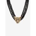 Women's Gold Tone Leopard Beaded Collar Necklace (49mm), Crystal, 20" plus 2" by PalmBeach Jewelry in Gold