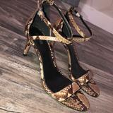 Michael Kors Shoes | Michael Kors Snakeskin 3” Heels | Color: Black/Tan | Size: 9.5