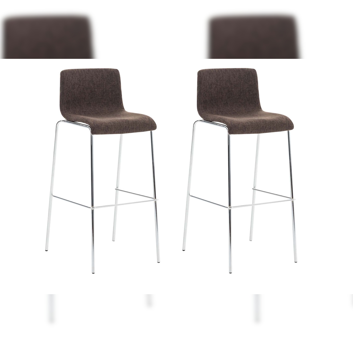 CLP 2er Set Barhocker Hover Stoff 4-Fuß Gestell braun/chrom Image