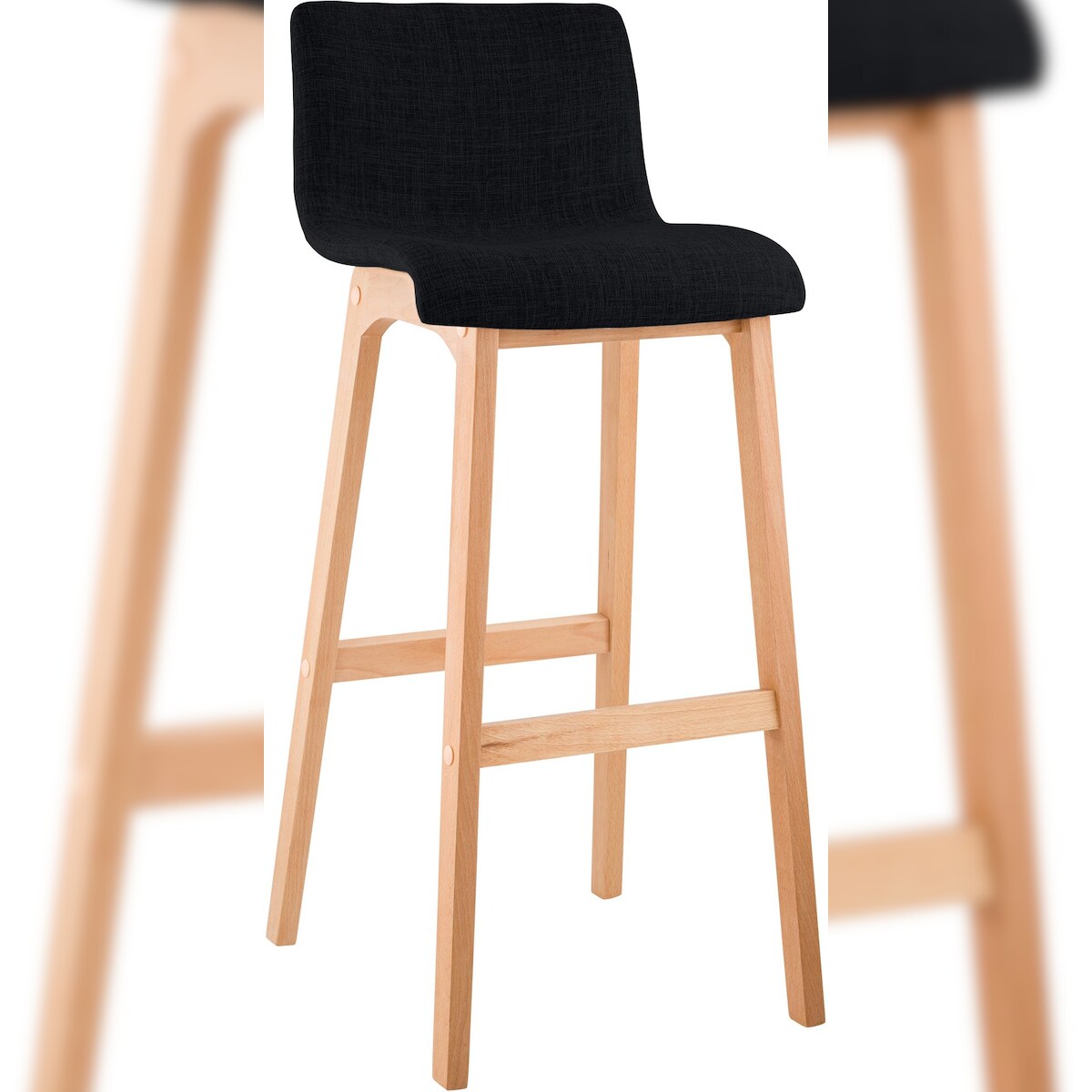 CLP Barhocker Hover Stoff Vierfußgestell Natura schwarz Image