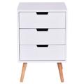 Costway Wood Side End Table Nightstand with 3 Drawers Mid-Century Accent