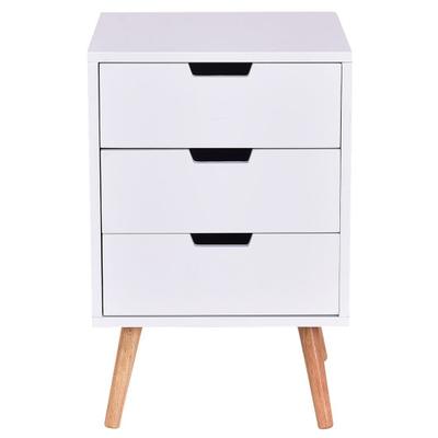 Costway Wood Side End Table Nightstand with 3 Draw...