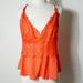 Free People Tops | Free People Intimates Deep V Cami W/ Lace Sz L | Color: Orange | Size: L