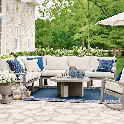 Stockholm Sectional Collection - Pre-Configured, Outdoor Loveseat, Greige Outdoor Loveseat, White/Greige Outdoor Loveseat - Grandin Road
