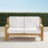 Calhoun Loveseat with Cushions in Natural Teak - Sailcloth Seagull, Standard - Frontgate