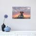 East Urban Home Elephant & Dog Watch the Sunrise on the Seashore by Mike Kiev - Painting Print Canvas in Red/Yellow | 12 H x 18 W x 1.5 D in | Wayfair
